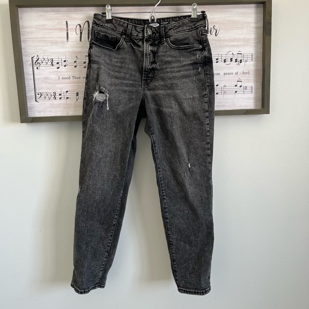 Old Navy Black Distressed Ankle Jeans